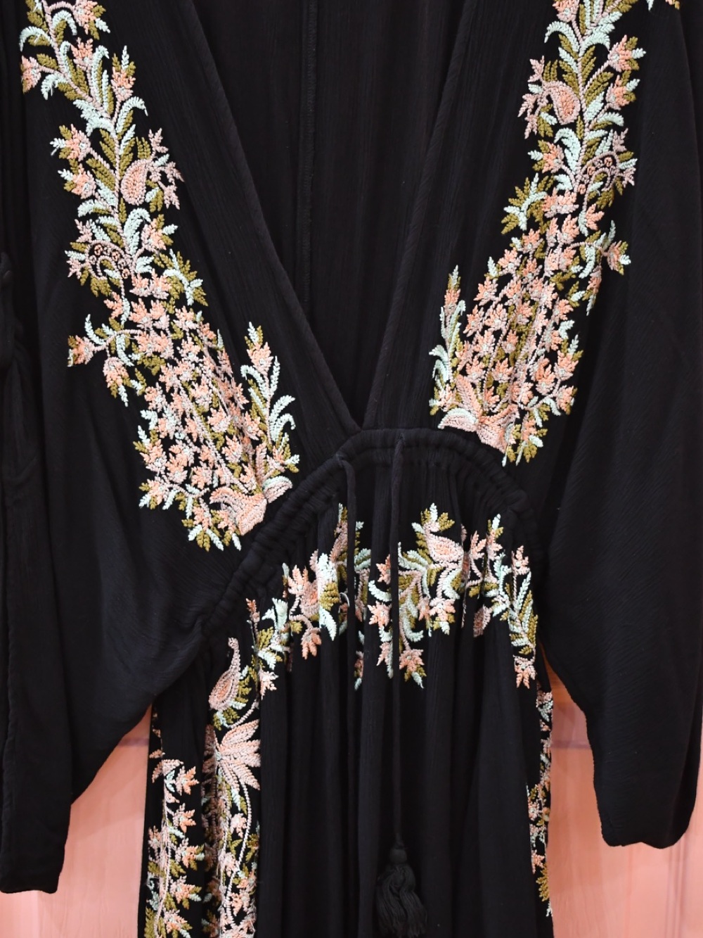 Free People Black Mini Dress with Floral Embroidery M - Picture 5 of 8